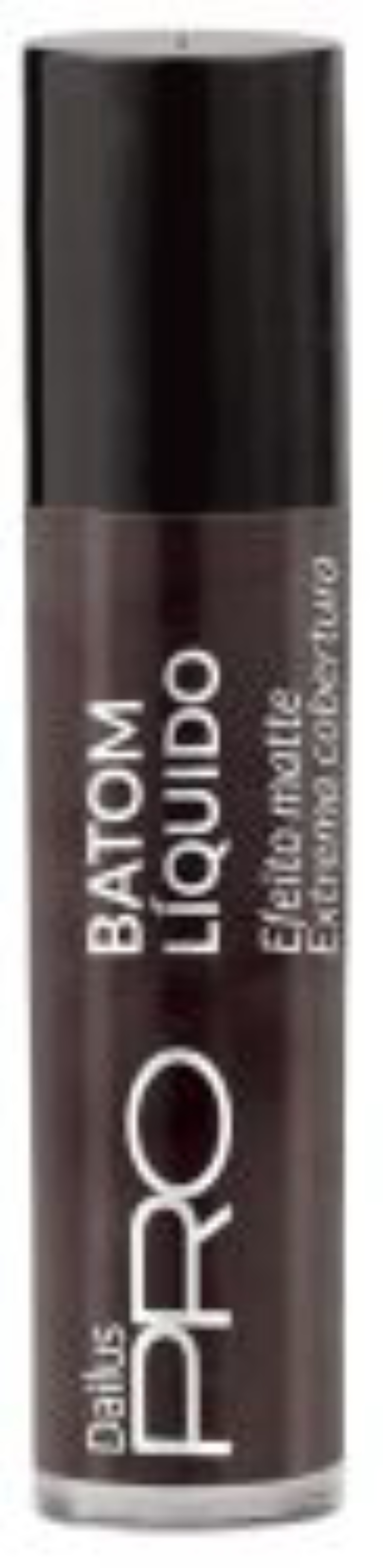 Marrom-escuro. Batom líquido matte na cor Jetés (nº 18), da Dailus. R$ 18,90 (fora frete) na Netfarma.