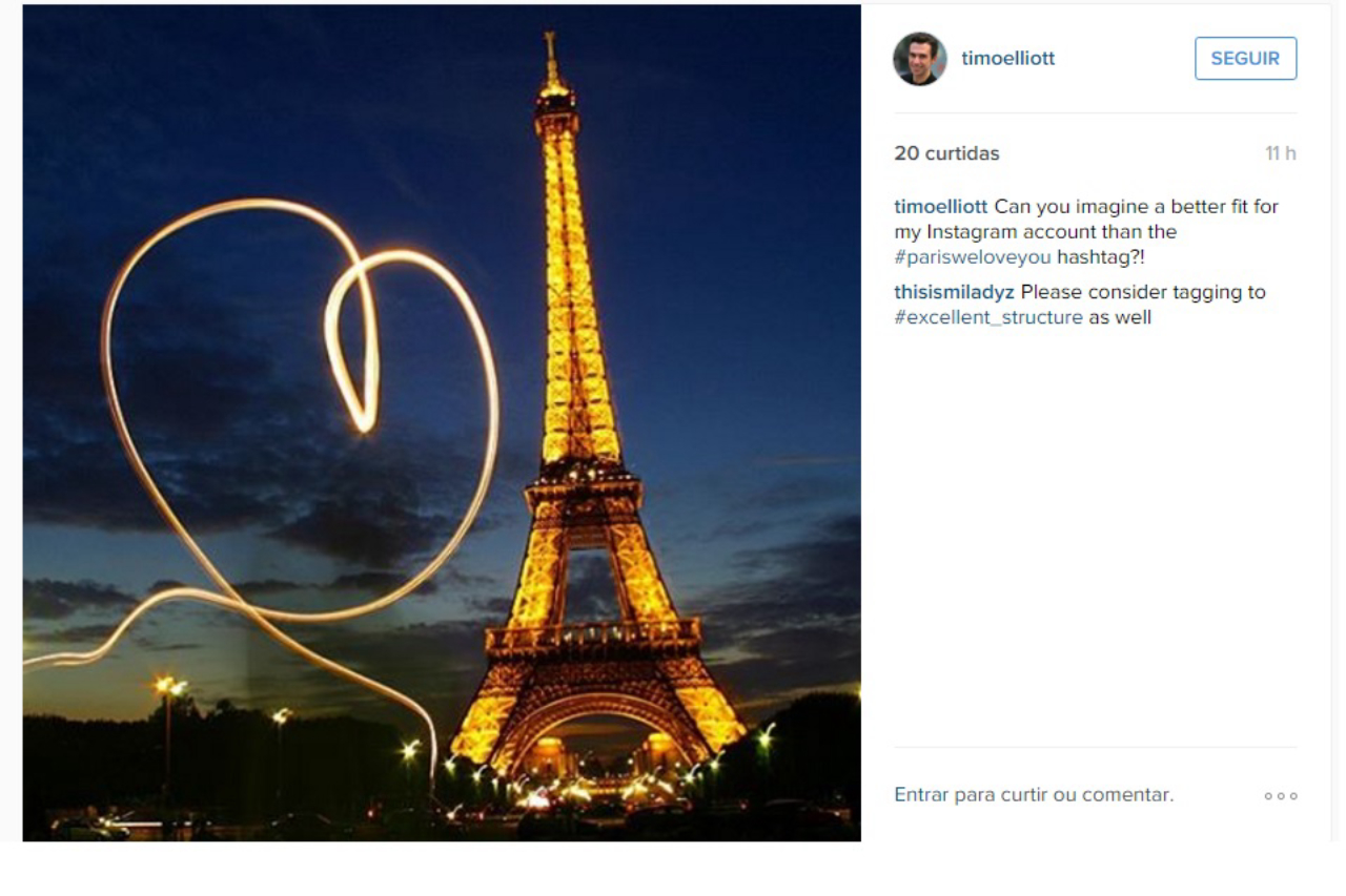 Poste fotos de Paris com a hashtag #parisweloveyou
