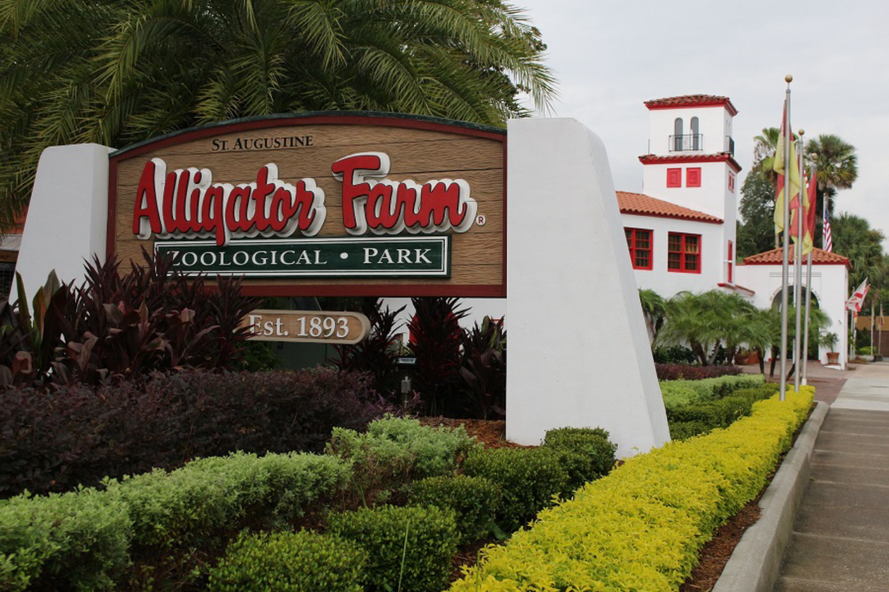 Entrada do zoo  que fica em St Augustine, cidade próxima a Orlando e a Daytona Beach.