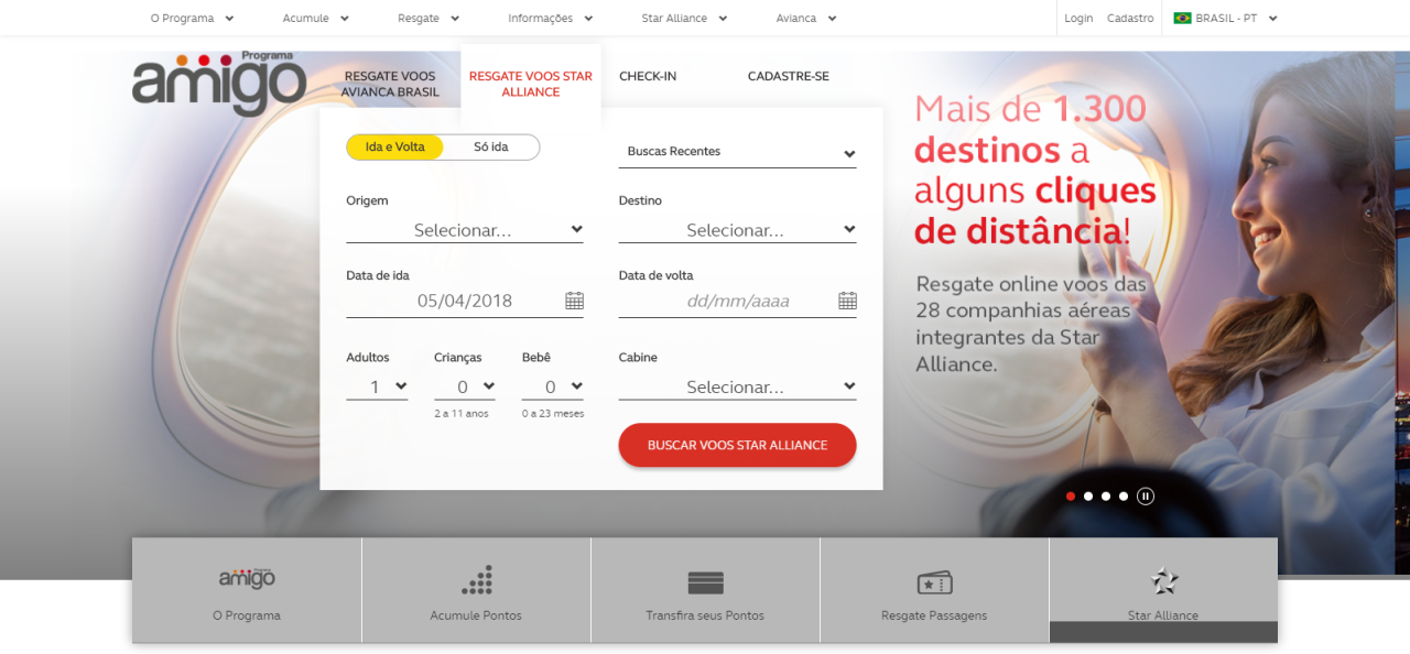 O programa da companhia agora permite a reserva online de voos da Star Alliance. Foto: reprodução/Avianca